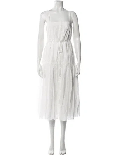 Pre-owned Kobi Halperin Square Neckline Midi Length Dress In White