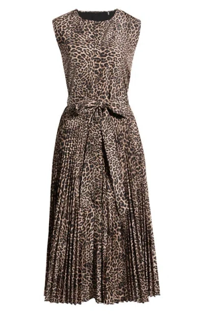 Kobi Halperin Stella Leopard Print Midi Dress In Brown