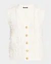 Kobi Halperin Sterling Fringe Knit Sweater Vest In White
