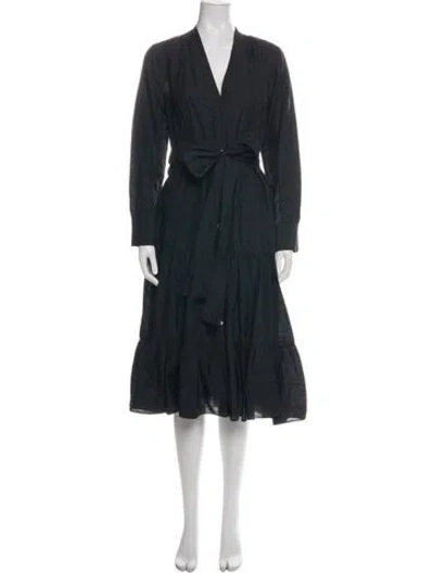 Pre-owned Kobi Halperin Striped Midi Length Dress In Black