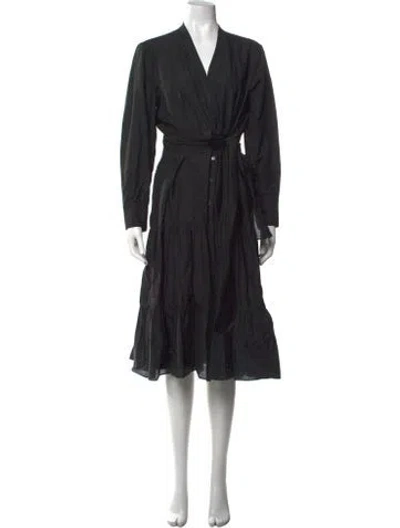 Pre-owned Kobi Halperin Striped Midi Length Dress In Black
