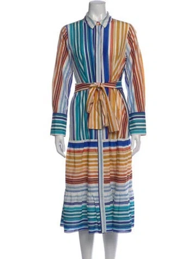 Pre-owned Kobi Halperin Striped Midi Length Dress In Blue