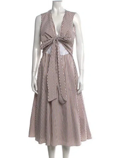 Pre-owned Kobi Halperin Striped Midi Length Dress In Neutral