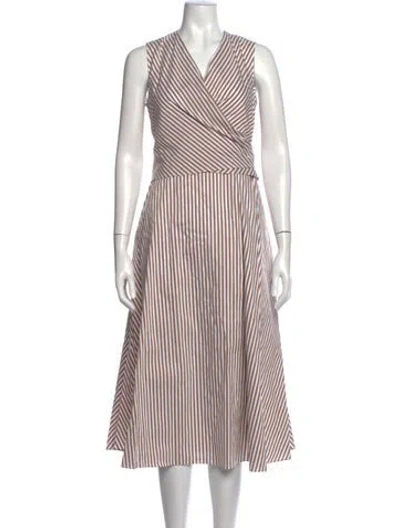 Pre-owned Kobi Halperin Striped Midi Length Dress In Neutrals