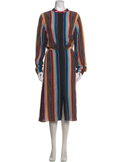 Pre-owned Kobi Halperin Striped Midi Length Dress In Red