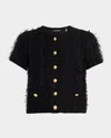 Kobi Halperin Swift Fringed Button-down Sweater In Black