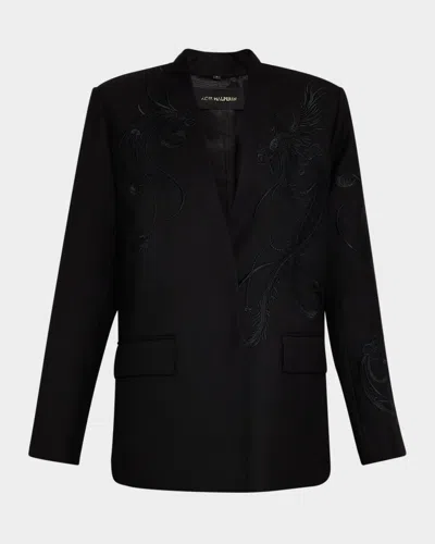 Kobi Halperin Sydney Embroidered Wool-blend Jacket In Black