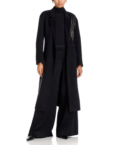 Kobi Halperin Sydni Wool Blend Embellished Fringe Coat In Black