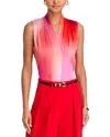 Kobi Halperin Pleated Sleeveless Stretch Silk Top In Poppy Multi
