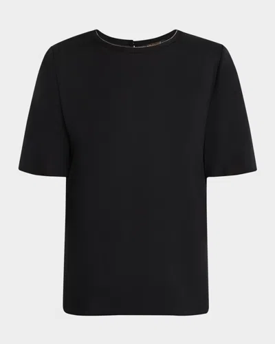 Kobi Halperin Sylvie Chain-trim Crewneck Blouse In Black