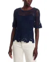 Kobi Halperin Sylvs Floral Crochet Rosette Net Blouse In Midnight