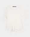 Kobi Halperin Sylvs Floral Crochet Rosette Net Blouse In White