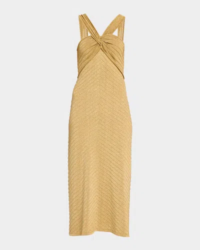 Kobi Halperin Talia Glitter Midi Dress In Gold