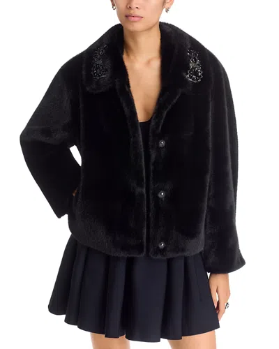 Kobi Halperin Tami Embellished Faux Fur Coat In Black