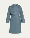 Kobi Halperin Tash Denim-print Leather Trench Coat In Blue