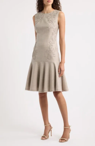 Kobi Halperin Tate Embroidered Wool Dress In Oat