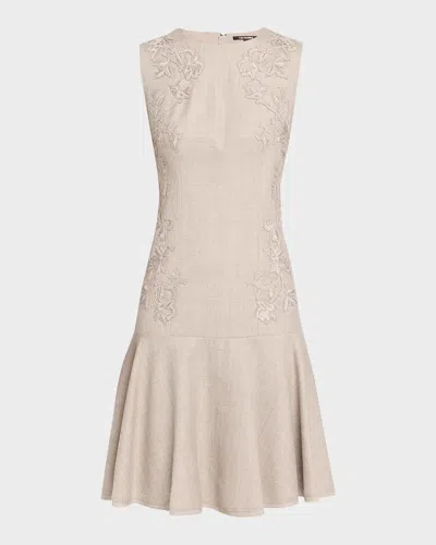 Kobi Halperin Tate Wool Drop-waist Knee-length Dress In Oat