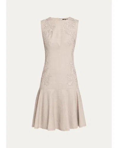 Kobi Halperin Tate Wool Drop-waist Knee-length Dress In Neutral
