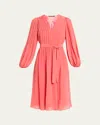 Kobi Halperin Tatum Pintuck Blouson-sleeve Midi Dress