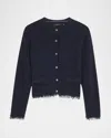 Kobi Halperin Taza Pointelle-knit Fringed Sweater In Navy