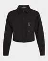 Kobi Halperin Teagan Cropped Brooch-embellished Jacket In Black