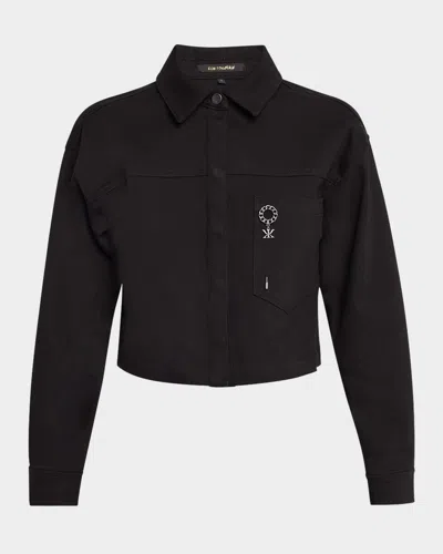 Kobi Halperin Teagan Cropped Brooch-embellished Jacket In Black