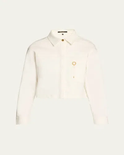 Kobi Halperin Teagan Cropped Brooch-embellished Jacket In White