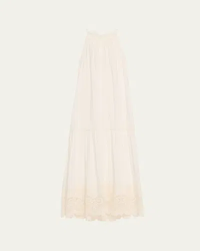 Kobi Halperin Teri Lace-trim Halter Maxi Dress In Neutral