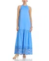 Kobi Halperin Teri Lace Trim Maxi Dress In Blue