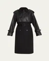 Kobi Halperin Thalia Wool And Faux Leather Coat In Black
