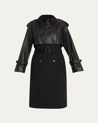 Kobi Halperin Thalia Wool And Faux Leather Coat In Black