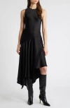 Kobi Halperin Thea Sateen Asymmetric Dress In Black