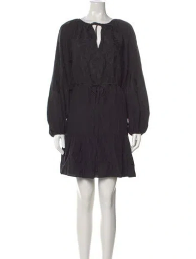 Pre-owned Kobi Halperin Tie Neck Mini Dress In Black