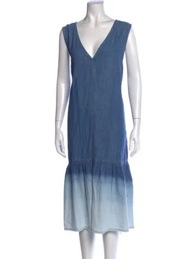 Pre-owned Kobi Halperin Tie-dye Print Midi Length Dress In Blue