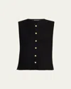 Kobi Halperin Tobias Sleeveless Fringed Button-down Sweater In Black
