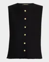 Kobi Halperin Tobias Sleeveless Fringed Button-down Sweater In Black