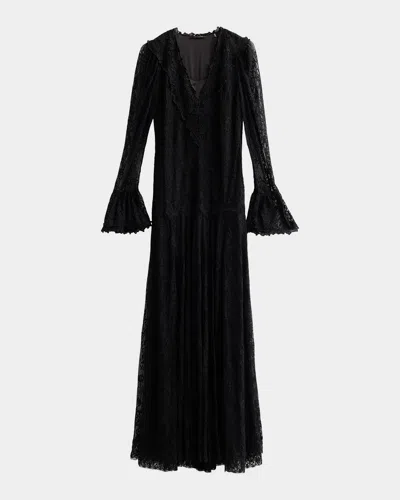 Kobi Halperin Tori Lace-trim Lace Maxi Dress In Black