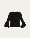 Kobi Halperin Turner Tie-neck Ruffle Blouse In Black