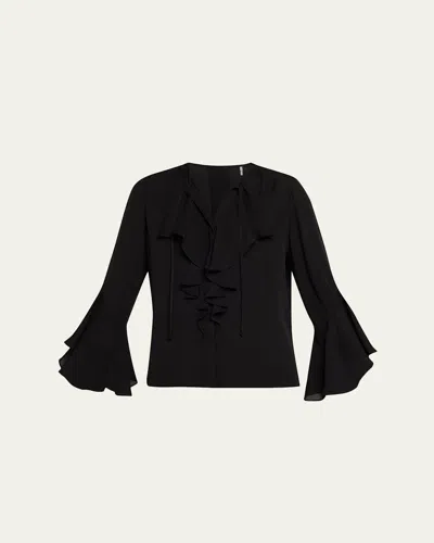 KOBI HALPERIN TURNER TIE-NECK RUFFLE BLOUSE