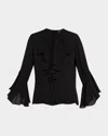 Kobi Halperin Turner Tie-neck Ruffle Blouse In Black