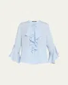 Kobi Halperin Turner Tie-neck Ruffle Blouse In Blue