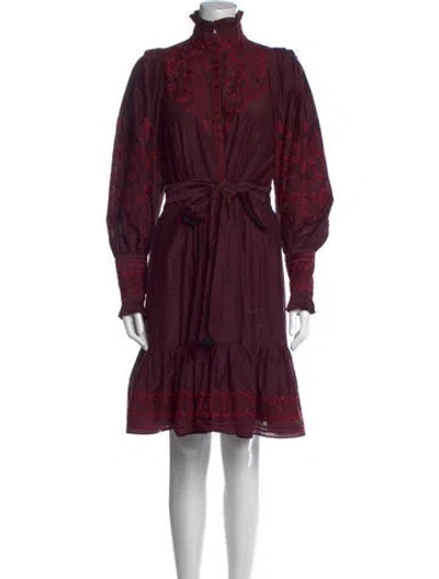 Pre-owned Kobi Halperin Turtleneck Knee-length Dress In Burgundy