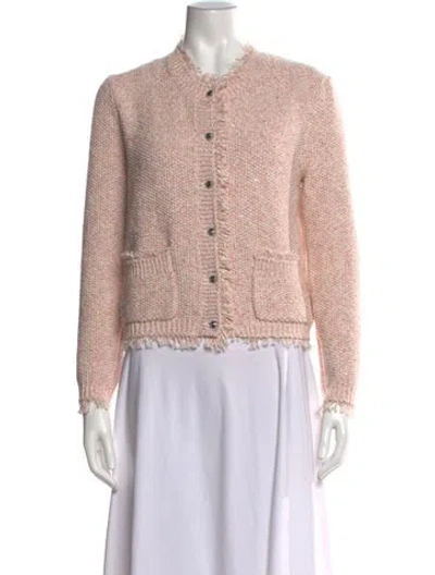 Pre-owned Kobi Halperin Tweed Pattern Crew Neck Sweater In Pink