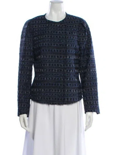 Pre-owned Kobi Halperin Tweed Pattern Evening Jacket In Blue