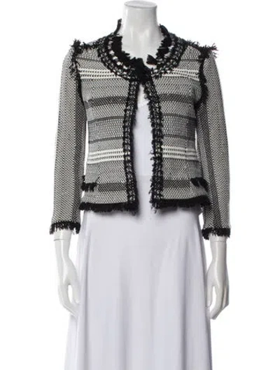 Pre-owned Kobi Halperin Tweed Pattern Evening Jacket In White