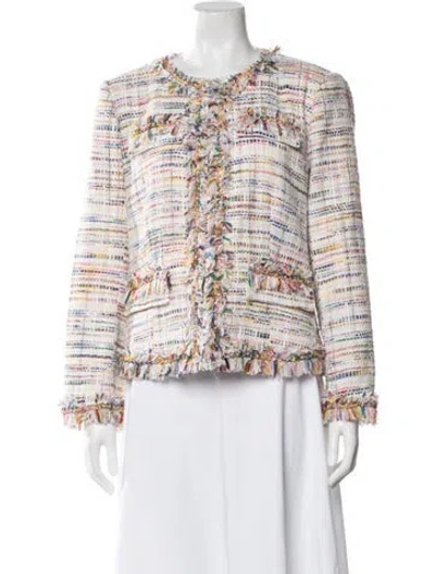 Pre-owned Kobi Halperin Tweed Pattern Jacket In White