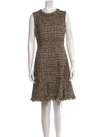 Pre-owned Kobi Halperin Tweed Pattern Knee-length Dress In Neutral