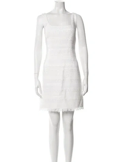 Pre-owned Kobi Halperin Tweed Pattern Mini Dress In White