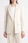 Kobi Halperin Holland Single-button Stretch Silk Jacket In Ecru
