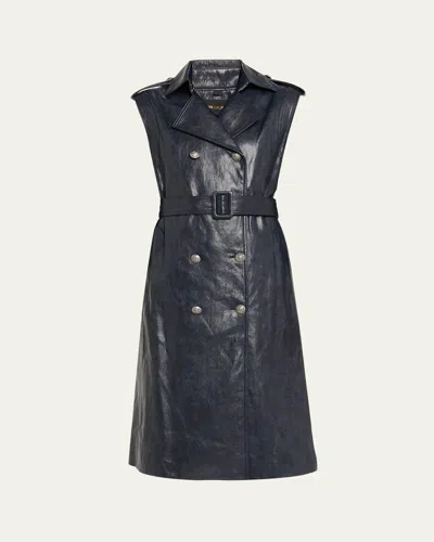 Kobi Halperin Val Double-breasted Midi Coat Dress In Blue